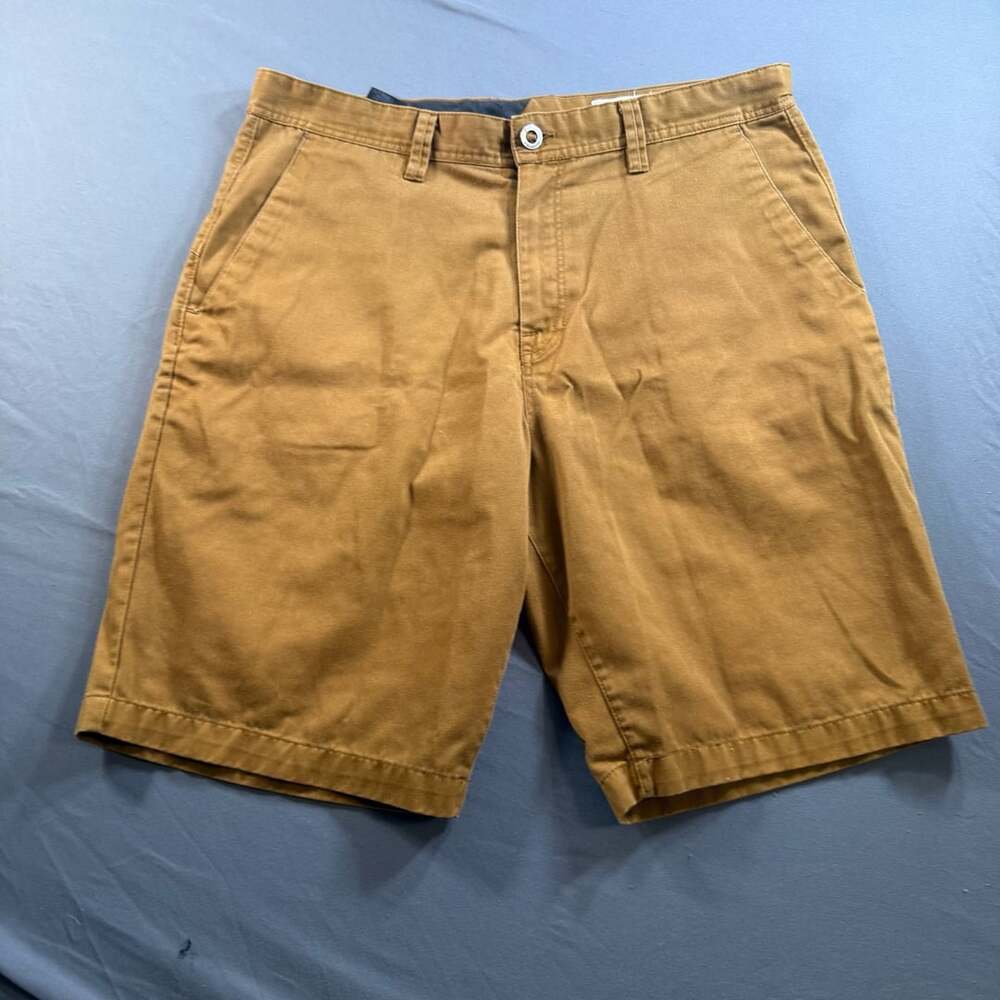 Volcom Chino Shorts Mens 36 Brown Khaki Skate Workwear Casual 11” Inseam